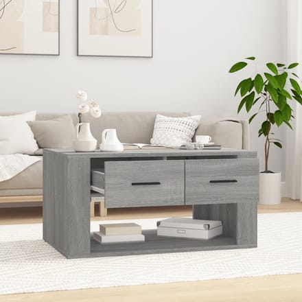 vidaXL - Salontafel - 80x50x40 - cm - bewerkt - hout - grijs - sonoma - eiken