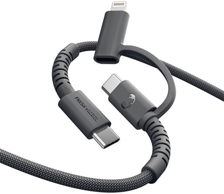 Fresh 'n Rebel FlexWave Combo Oplaadkabel - USB-C + Apple Lightning - Extra lang (2m) - Siliconen gevlochten kabel - Storm Grey