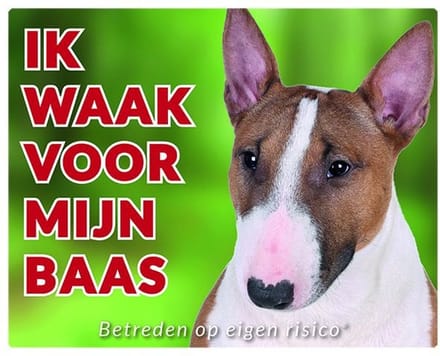 Bull Terrier Waakbord - Ik waak voor mijn baas