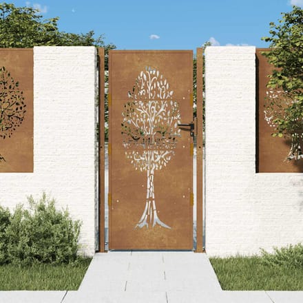 vidaXL Poort 100x200 cm cortenstaal boom ontwerp