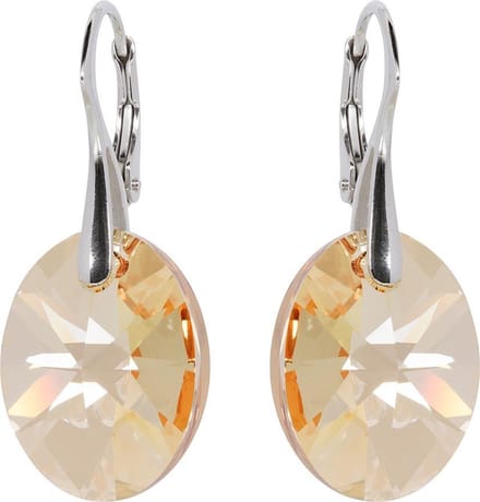 DBD - Zilveren Oorbellen - Swarovski Kristal Elements - Ovaal - 22MM - Anti Allergisch
