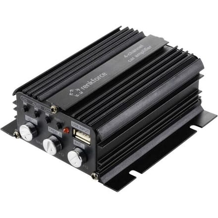 Renkforce RF-CMP-204 Versterker 4-kanaals 200 W Bluetooth/USB audio playback, Volume/bass/treble control