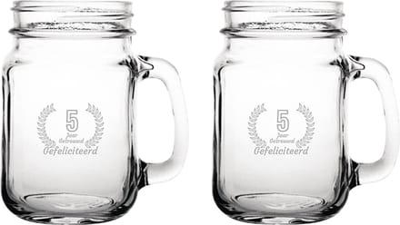 Gegraveerde set Drinkglazen 45cl Gefeliciteerd 5 jaar getrouwd