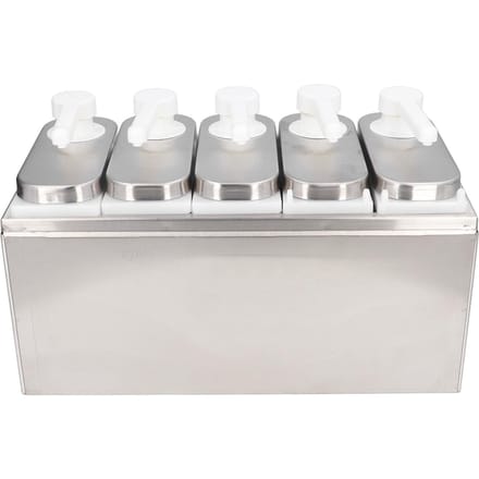 Sausdispenser Pomp Salade Jam Kruiden Condiment Knijppomp Container met Basis voor Keuken 5 Pumps
