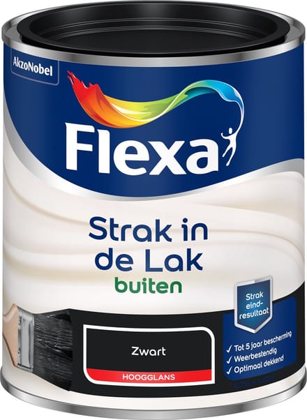 Flexa - Strak In De Lak Buitenlak Hoogglans - Zwart - 750 Ml