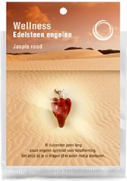 Engelen hanger + kaart Jaspis rood
