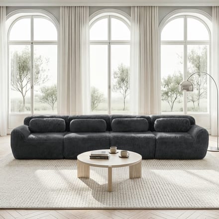 MODFU Modulaire Hoekbank - Pluche - Ergonomische Ondersteuning - Minimalistisch - Voor Woonkamer - Grijs