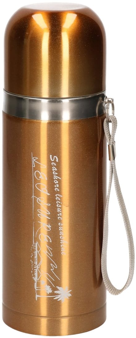 Thermosfles Leisure - RVS - isoleerfles - goud - 350 ml - Thermoflessen - met draaglus