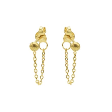 Karma oorbel Chain Ball Zilver Goldplated-M1851