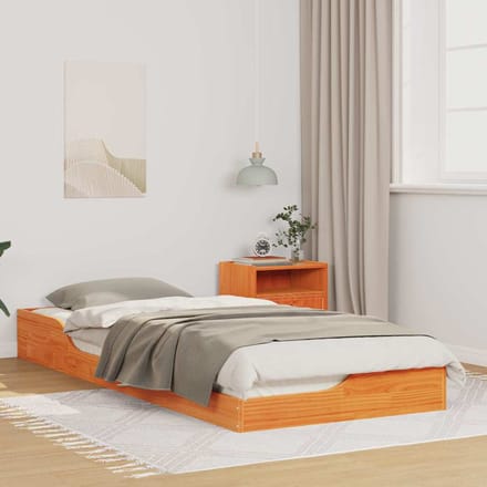 vidaXL - Bedframe - Wasbruin - 100 - x - 220 - cm - Massief - grenenhout