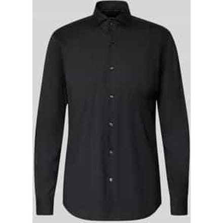 BOSS Hank slim fit overhemd - popeline - zwart - Strijkvriendelijk - Boordmaat: 44