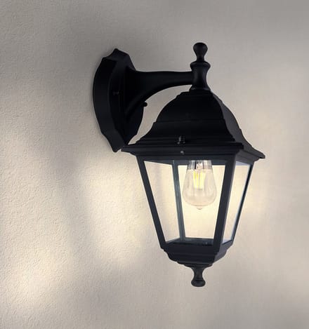 Ledvion - LED Wandlamp - E27 - IP44 - Zwart Vela S