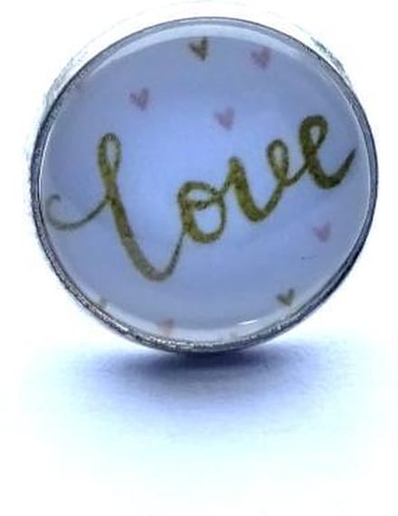 2 Love it  Love  - Broche - Wit - Goudkleurig
