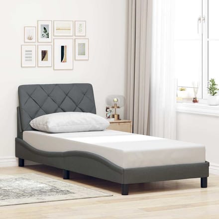 vidaXL - Bedframe - zonder - matras - 80x200 - cm - stof - donkergrijs