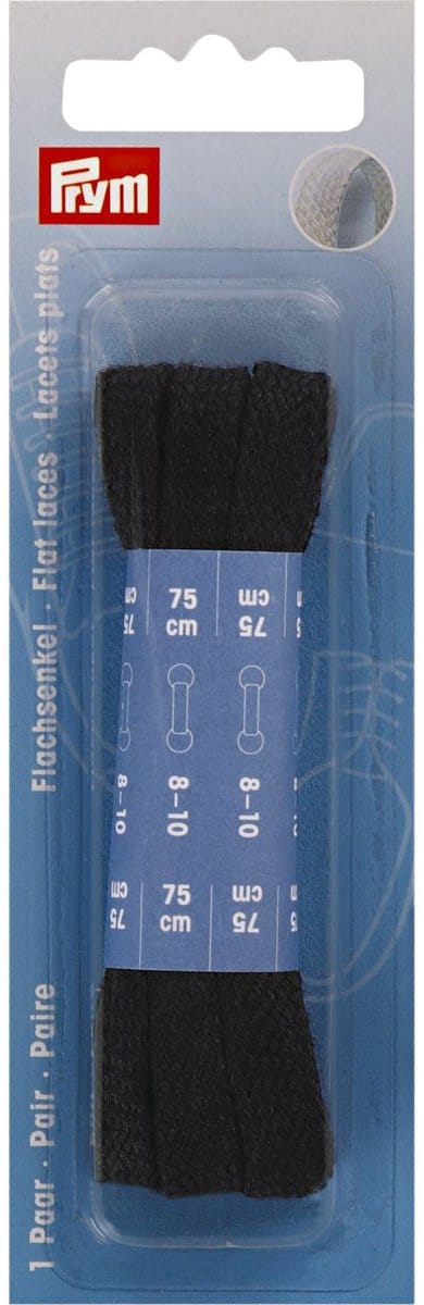 PRYM Platte veters 8mm 75cm CO zwart 974710 - Prym