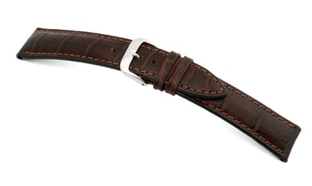 Lederband Jackson 20mm mokka met Alligatorprint