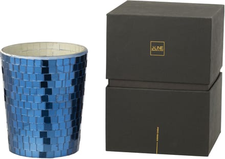 J-Line geurkaars Spiegel - Moon Water & Sage - glas - blauw