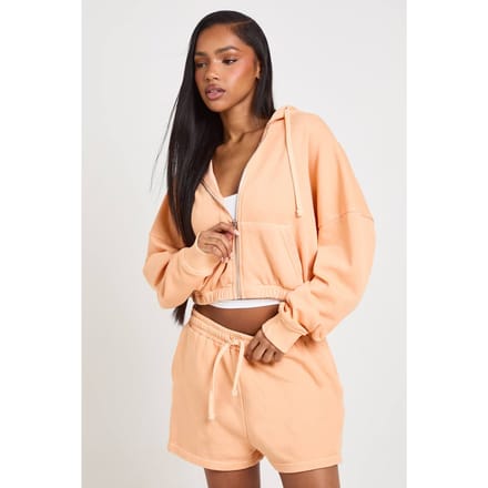 boohoo Dames Gewassen Loopback Sweat Short | Abrikoos | Maat: Medium