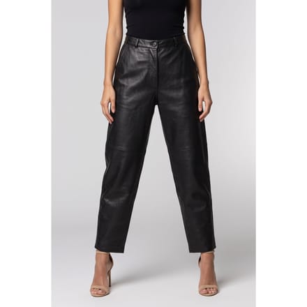 ARKET Evalena Leather Black Maat: 42 | Leren broeken Outlet | Dames | Zwart