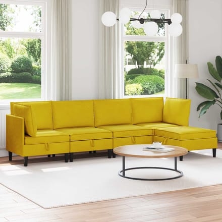 vidaXL - Woonkamer - Meubelset - 5 - st - Geel - Fluweel