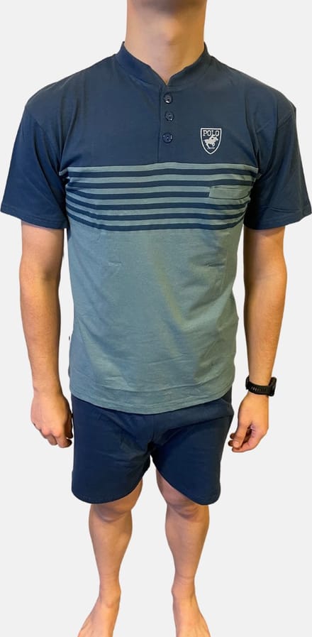 Cocodream Quality - Heren donker gestreepte pyjama - Maat M - Mannen - MARINE -