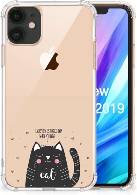 Apple iPhone 11 Stevig Bumper Hoesje Cat Good Day