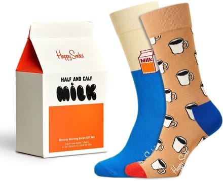 2 Paar – Happy Socks – Giftbox Monday Morning – Dames & Heren – Maat 36-40 – Bruin