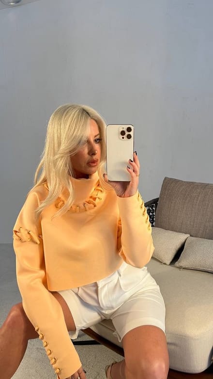 Sweater Met Details/Koraal/Sirmaza