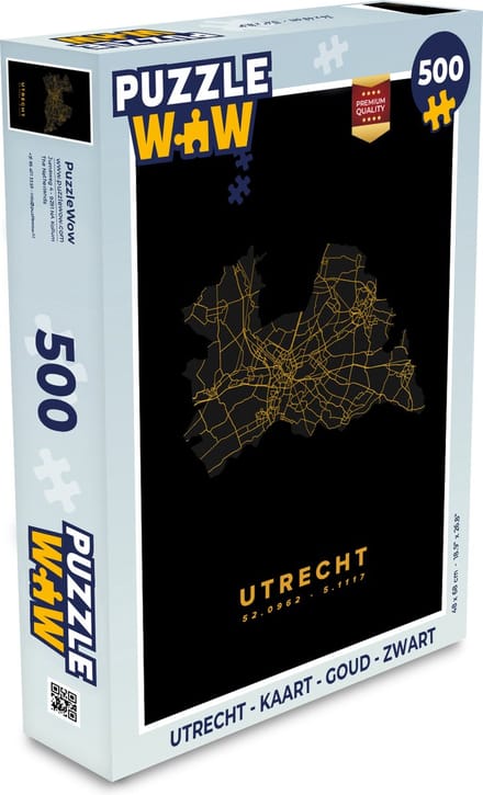 Puzzel Utrecht - Kaart - Goud - Zwart - Legpuzzel - Puzzel 500 stukjes