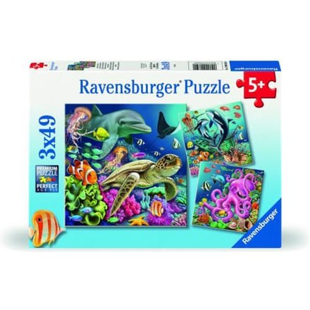 Ravensburger puzzel Betoverende onderwaterwereld - Drie puzzels - 49 stukjes - kinderpuzzel