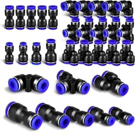Pneumatische Verbindingen Set 8 mm - 24 stuks Kunststof Connectoren Recht/Hoek/Scheider/Verloopstekker