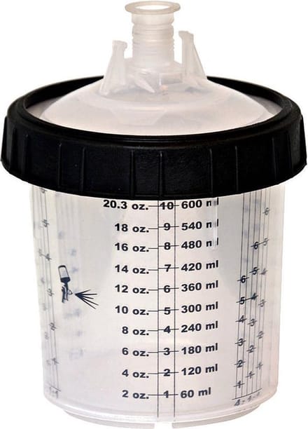 Verfbeker PPS Buitencup 650ml met zwarte ring – Duurzaam – Set van 2 – Vergelijkbaar met 3M – Autoschadeherstel