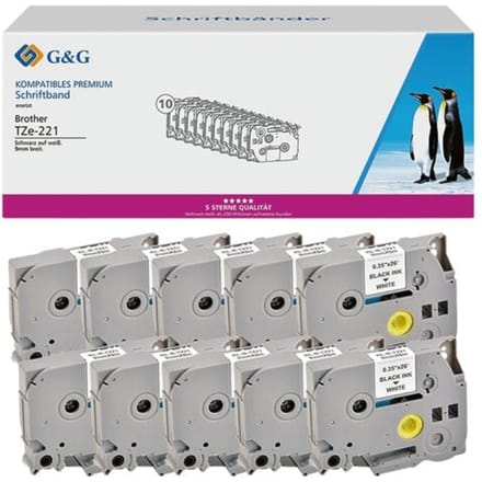 G&G Labeltape Tapekleur: Wit Tekstkleur: Zwart 9 mm 8 m