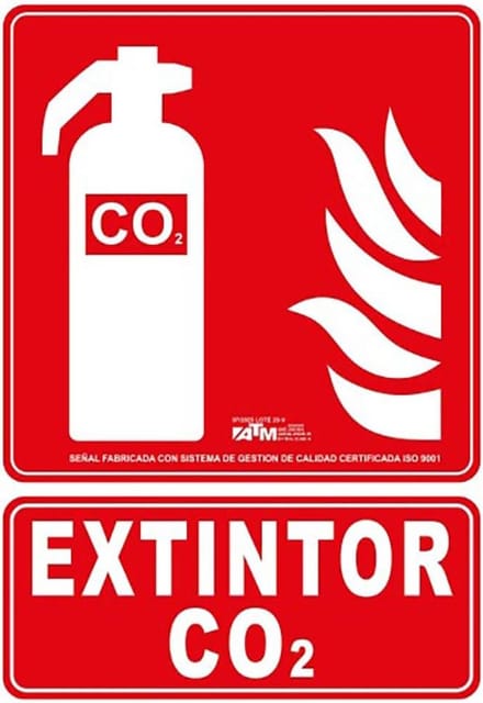 CO2 Brandblusser - Blusmiddel - Brandveiligheid - Klasse B C - 210 x 300 mm