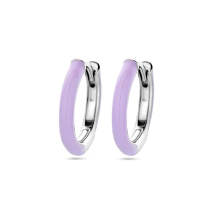 Zilver Gerhodineerd Klapoorringen Paars Emaille 1338680