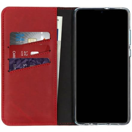 Selencia Hoesje - Geschikt voor Huawei P30 - Echt Lederen Bookcase - Rood