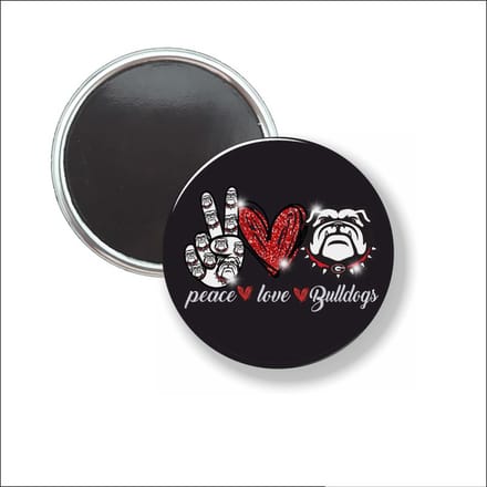 Button Met Magneet 58 MM - Peace Love Bulldogs - NIET VOOR KLEDING