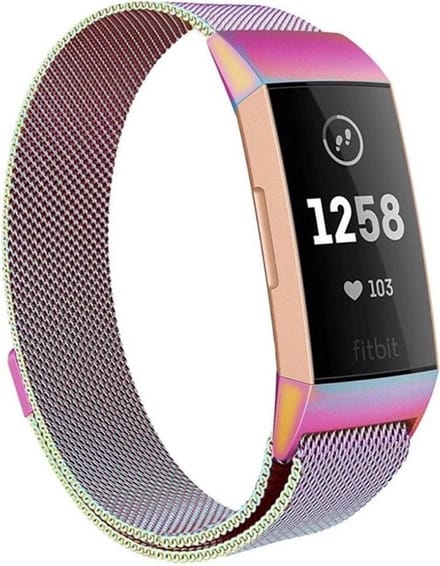 Shop4 - Geschikt voor Fitbit Charge 3 Bandje - Small Metaal Meerkleurig