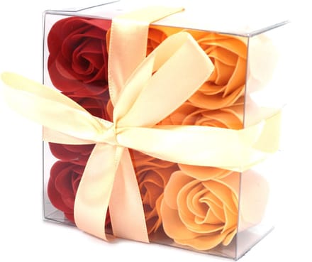 Zeep Bloemen - Peach Roses - 9 stuks - Cadeauverpakking