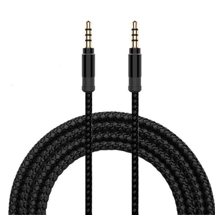 Audio Kabel 3.5 mm Stereo 1,5 mtr - Zwart gevlochen