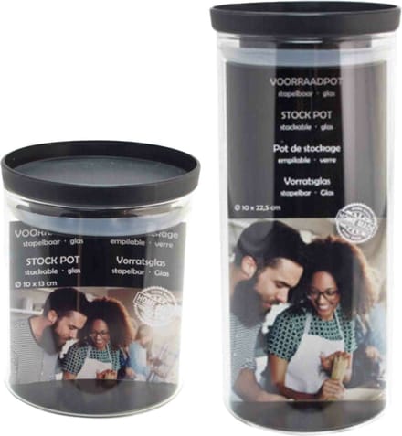 Voorraadpot/weckpot set - 4x stuks - Stapelbaar - Glas