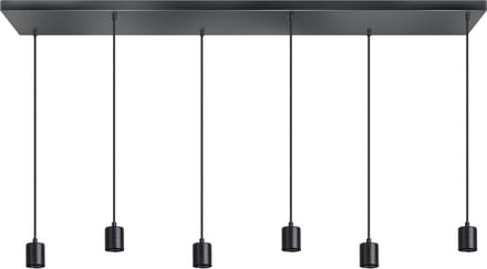 ETH Origin hanglamp balk 6x E27 1300x250x25mm 200cm kabel zwart zonder glas