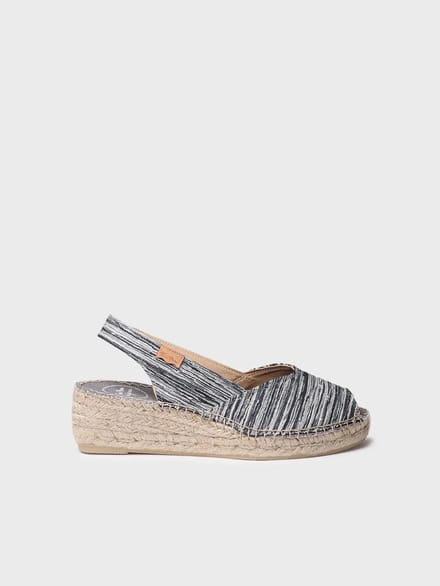 Espadrilles met open neus, sleehak en gestreepte stof voor dames | BERI-RG