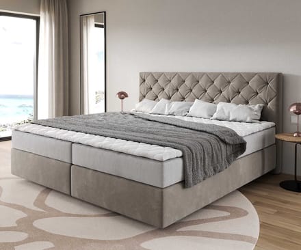 Boxspring bed Dream-Great Microvezel beige 200x200 cm met pocketveringmatras en visco-topper