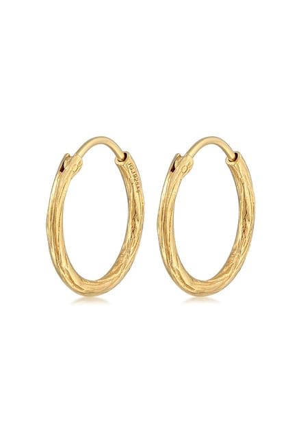 Elli Oorbellen Casual Gestructureerde Afwerking Basic Trend Minimal in 925 Sterling Zilver Verguld