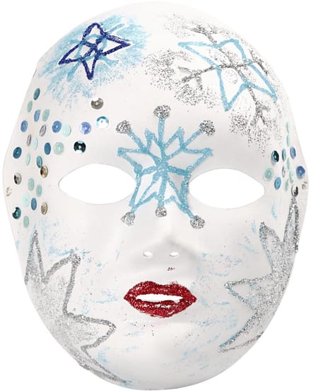 Masker, H: 22 cm, B: 17 cm, wit, 1 stuk
