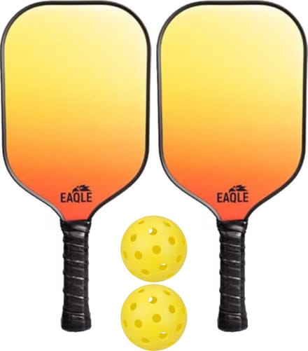 Pickleball Set Eaqle Oranje/Geel, 2 Rackets + 2 Ballen