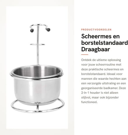 Dailygoods- Scheermes 2-in-1 - Scheermes houder - Scheerkwast standaard - Schuimkom - Roestvrij staal - Draagbaar en multifunctioneel - Scheerset