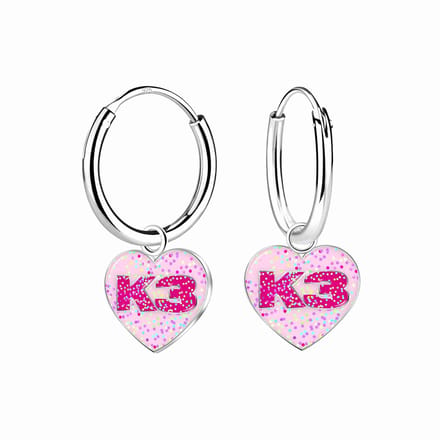 K3 - Zilveren oorringen - K3 collectie - Roze hart