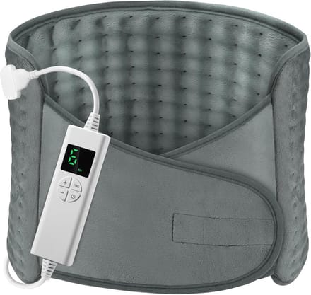 Verwarmingsriem Elektrisch – 6 Warmtestanden – Timer – Verstelbare Klittenbandsluiting – 126 x 30 cm – Grijs